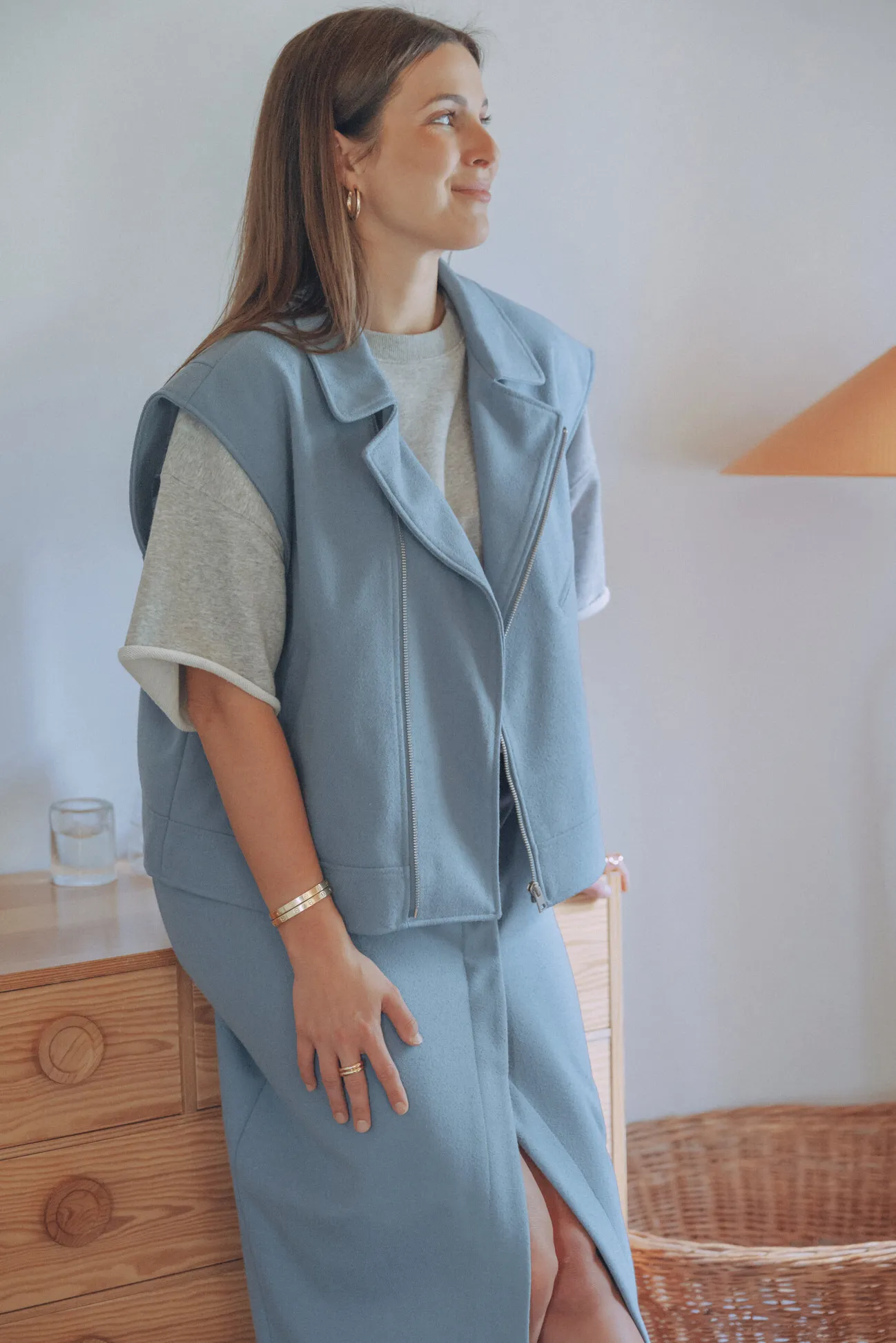 Les Soeurs Boucle vest Kitty Denim+Blue Discount