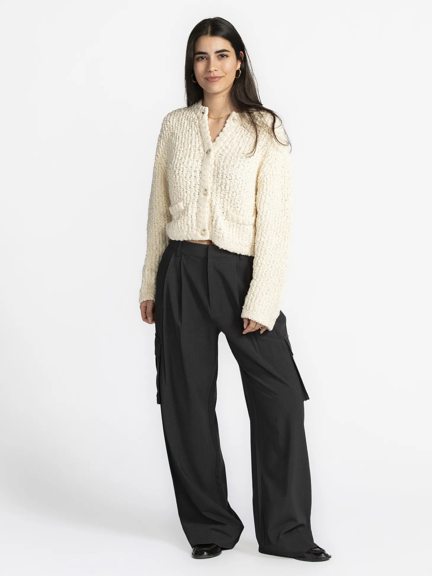 MBYM Cargo broek Valo Willah Charcoal+Melange Outlet