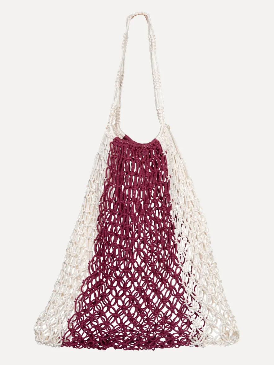 Les Soeurs Crochet Market Bag Eleonora EcruBordeaux Fashion