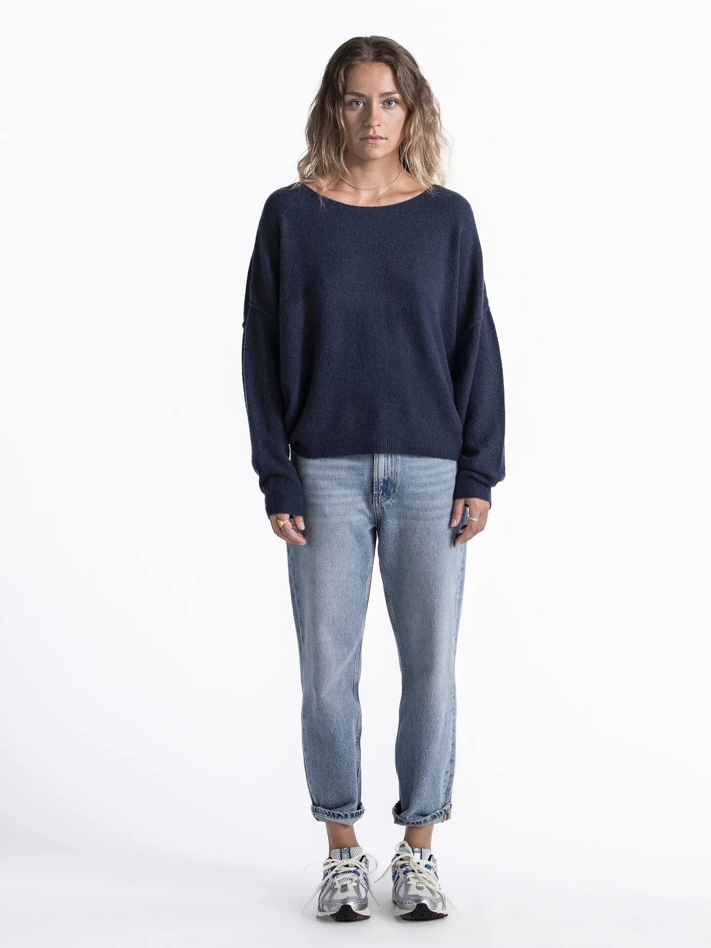 American Vintage Gebreide pull Damsville Navy+Blue+Chine Discount