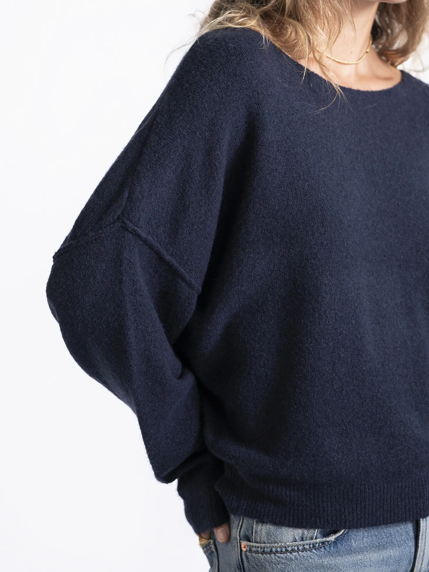 American Vintage Gebreide pull Damsville Navy+Blue+Chine Discount