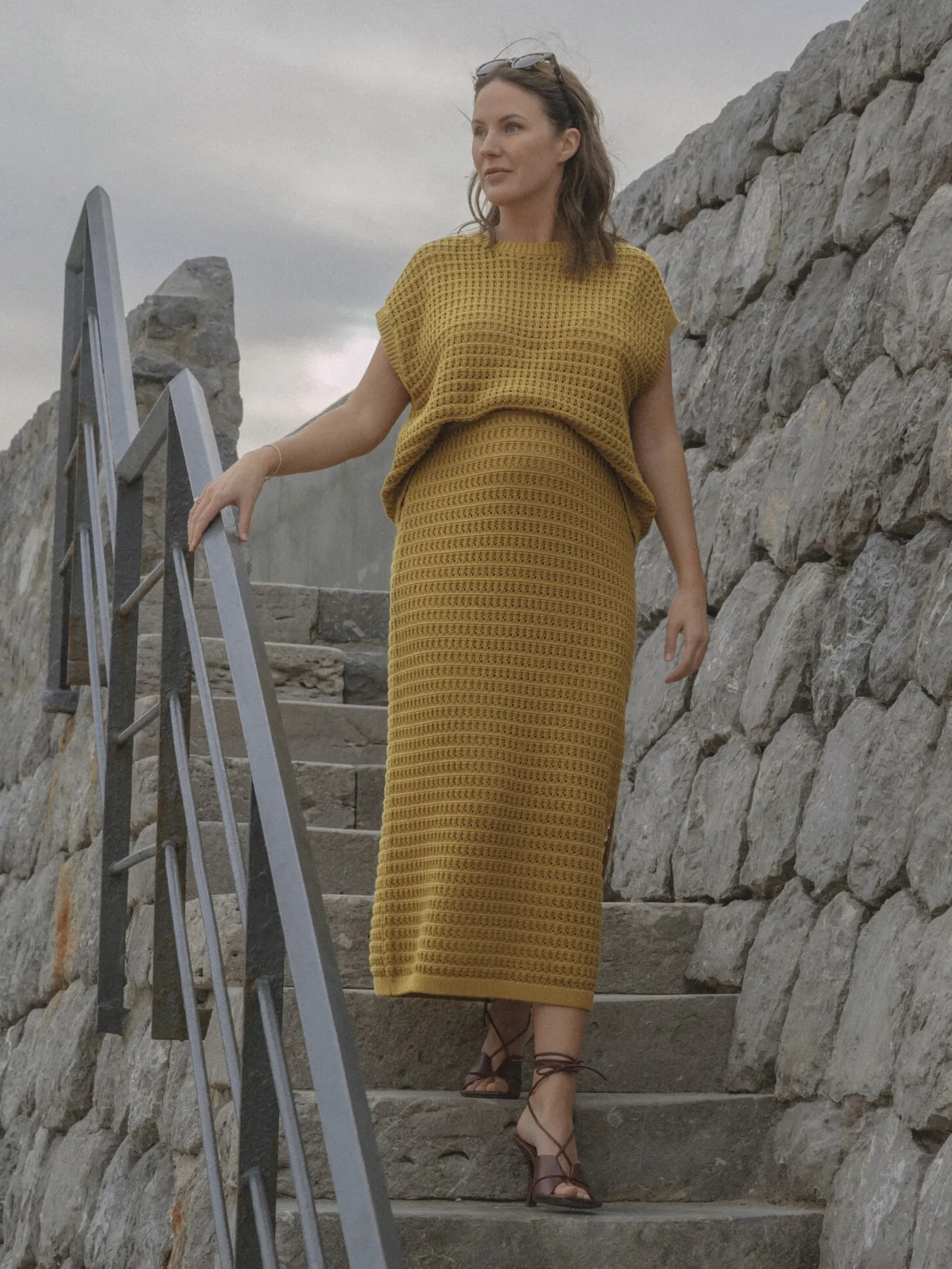 Les Soeurs Gehaakte top Lana Olive Sale