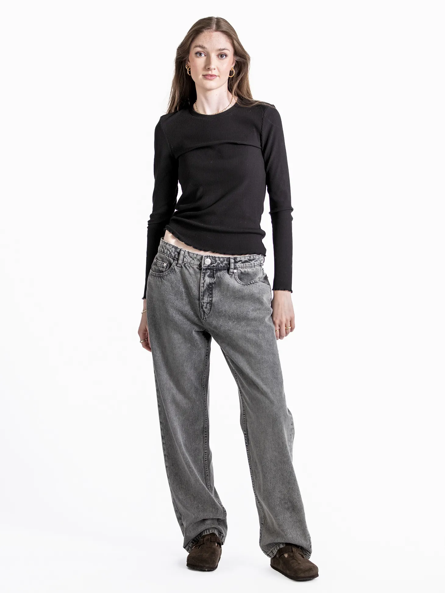 Selected Geribde top met lange mouwen Anna Black Best