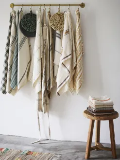 Madam Stoltz Geruit keukenhanddoek Greige+Black Outlet