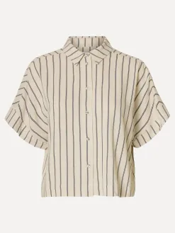 Selected Gestreept hemd Viva Sun Sandshell Best