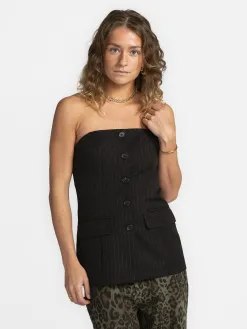 Selected Gestreepte Bustiertop Eli Black+Silver+Stripe Sale