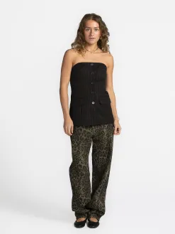 Selected Gestreepte Bustiertop Eli Black+Silver+Stripe Sale