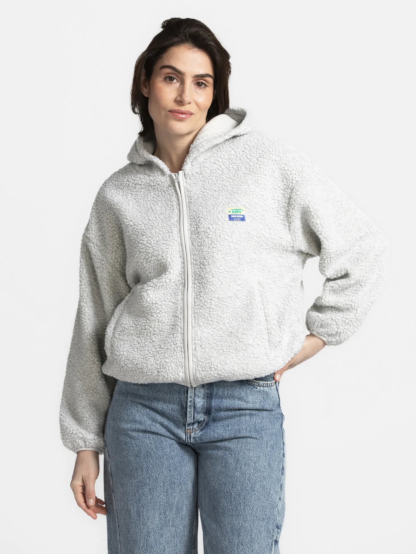 American Vintage Hoodie met rits Hoktown Polaire+Chine Fashion