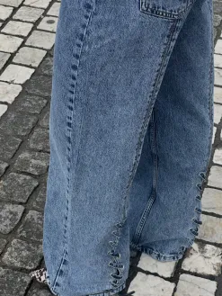 MBYM Jeans met veterdetail Wallia Mid+Blue+Vintage Best