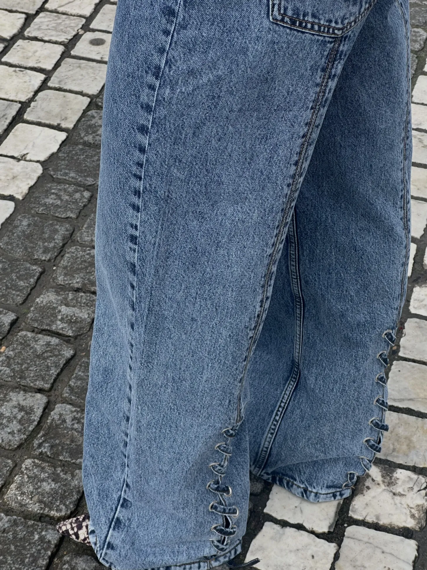 MBYM Jeans met veterdetail Wallia Mid+Blue+Vintage Best