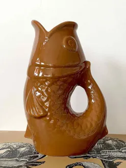 Opjet Keramische Vaas Vis Bruin Hot