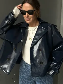 Les Soeurs Korte trenchcoat Adriaan Dark+Blue Discount