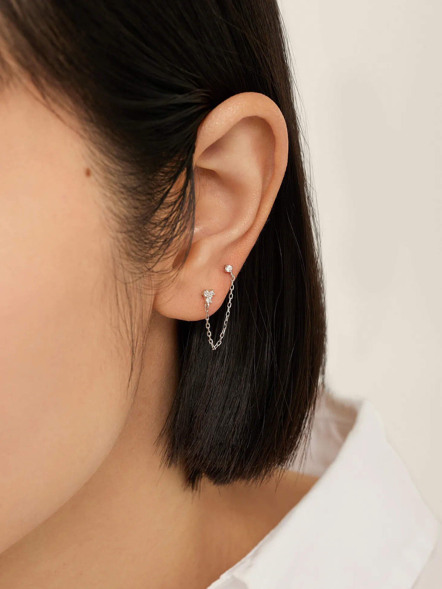Les Soeurs Lira Double Stud Chain Silver Online