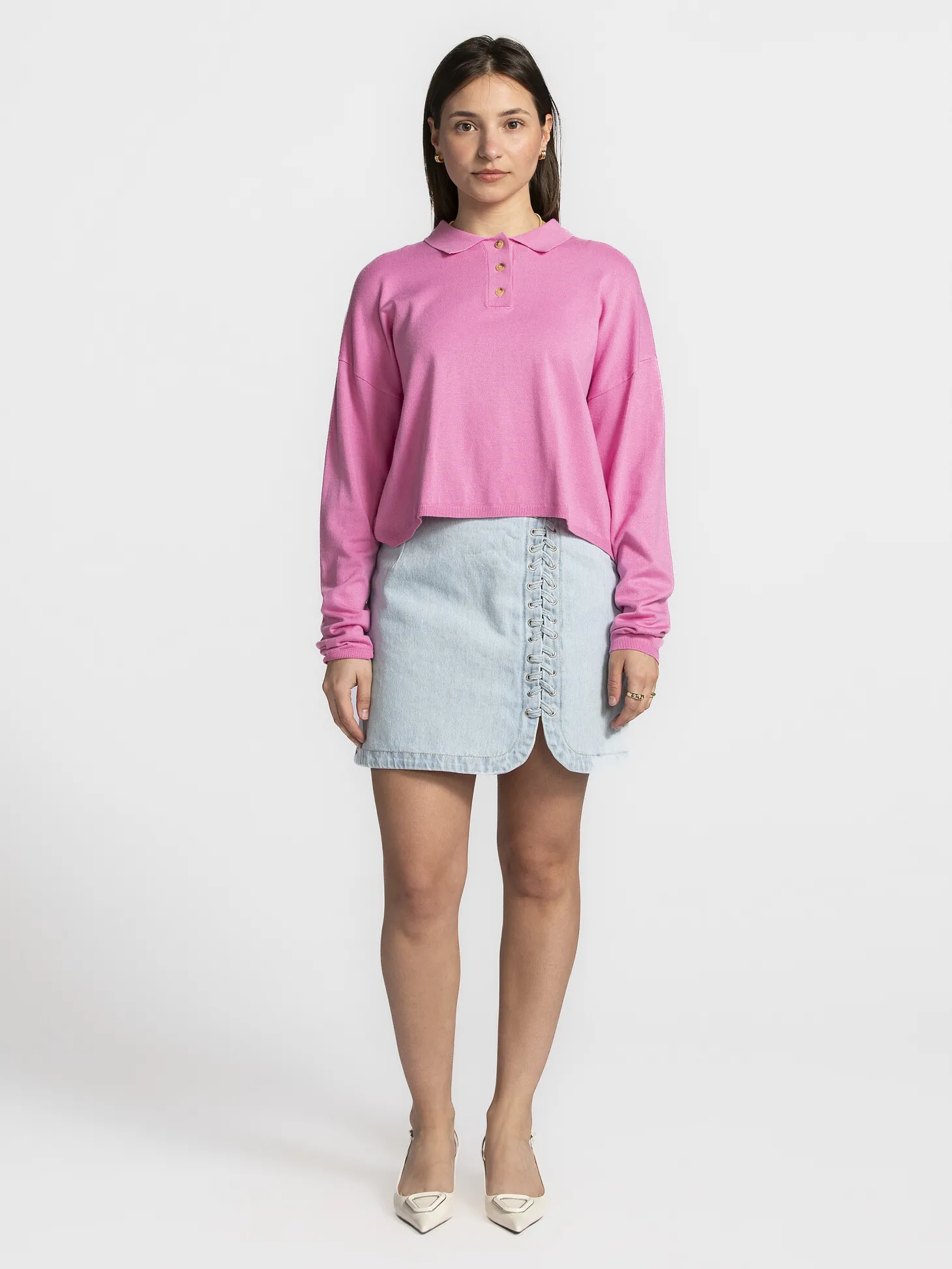 Les Soeurs Longsleeve polo Chris Pink New