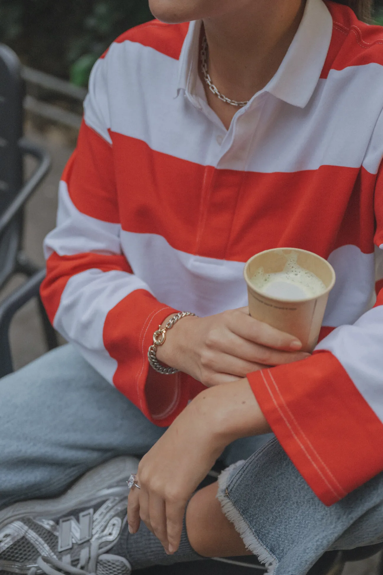 Les Soeurs Longsleeve polo Mila Red+White+Stripe Clearance