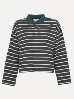 Les Soeurs Longsleeve polo Mila Green+Bordeaux+Stripe Best