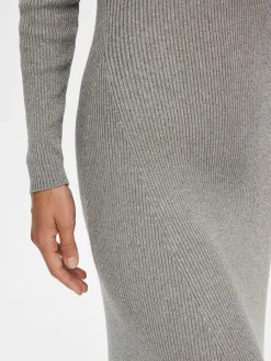 Selected Metallic knit midi jurk Lura Medium+Grey+Melange Hot
