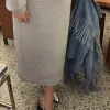 Selected Midi rok van sweatstof Jamila Light+Grey+Melange Hot