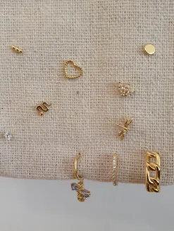 Les Soeurs Oorbel Jolie Triple Leaf Gold+Clear New