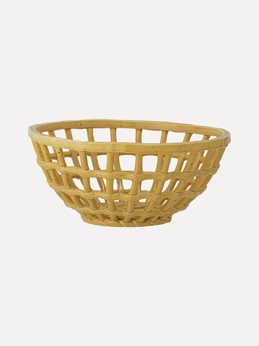 Bloomingville Opengewerkte aardewerk schaal Electra Yellow+Stoneware Discount