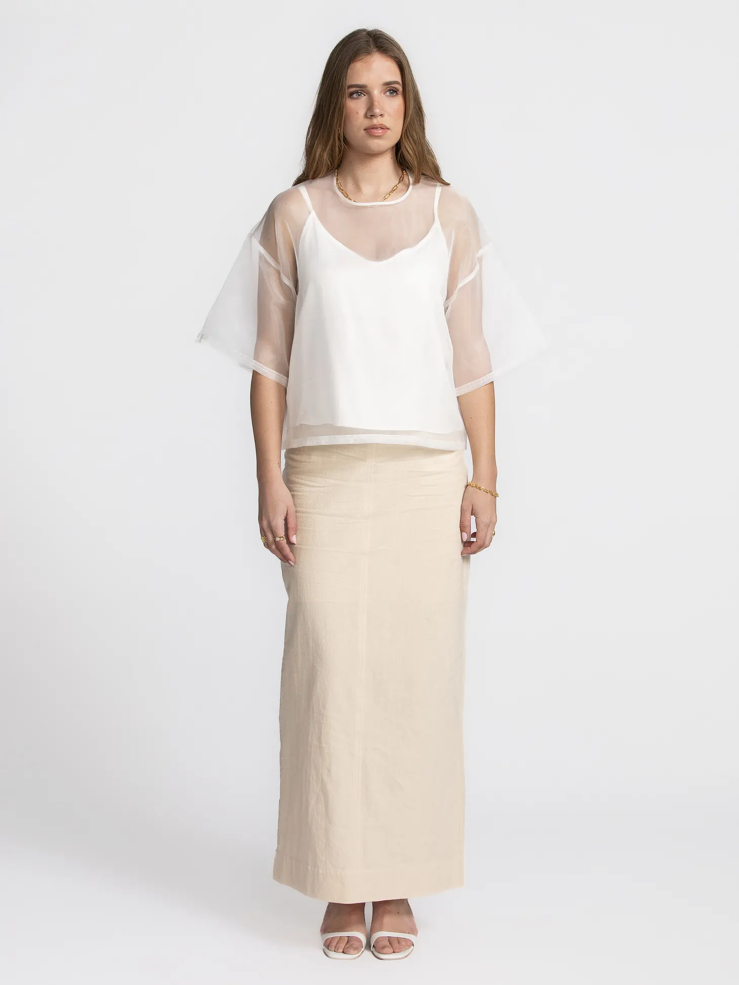 Les Soeurs Organza top Antonio White Fashion