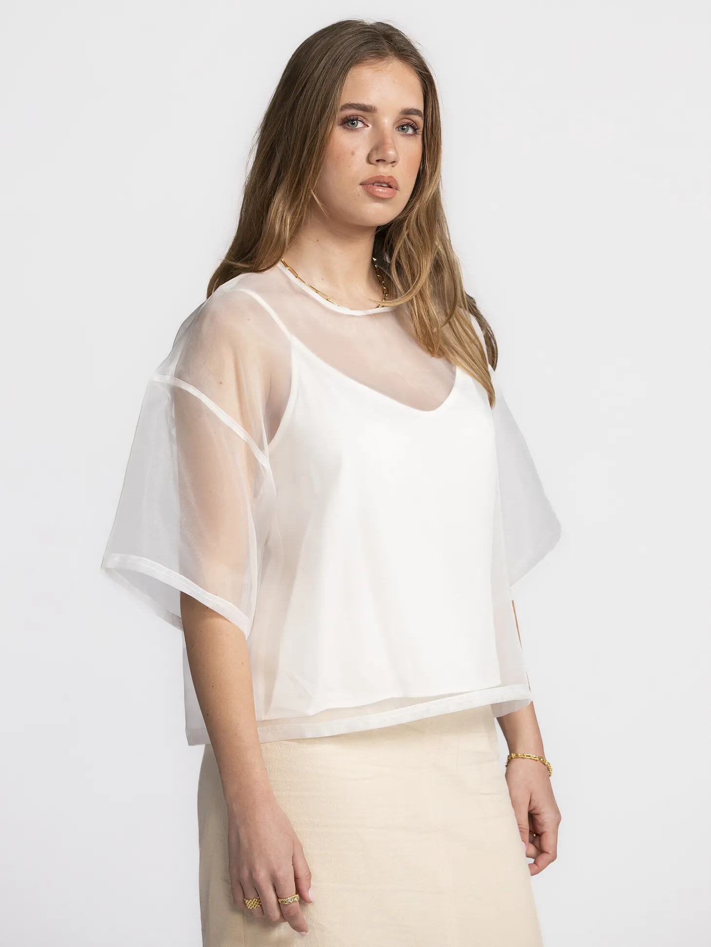 Les Soeurs Organza top Antonio White Fashion