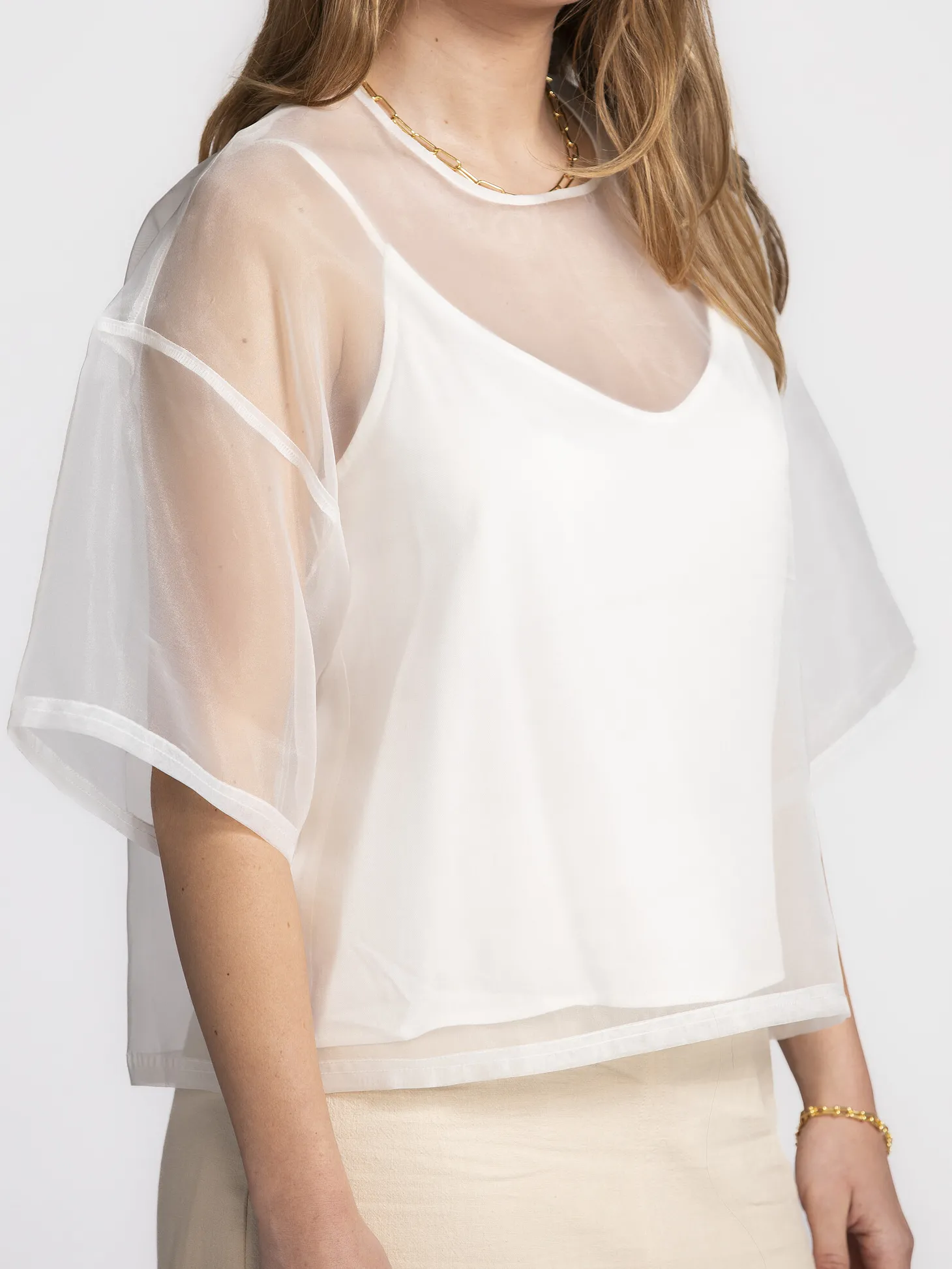 Les Soeurs Organza top Antonio White Fashion