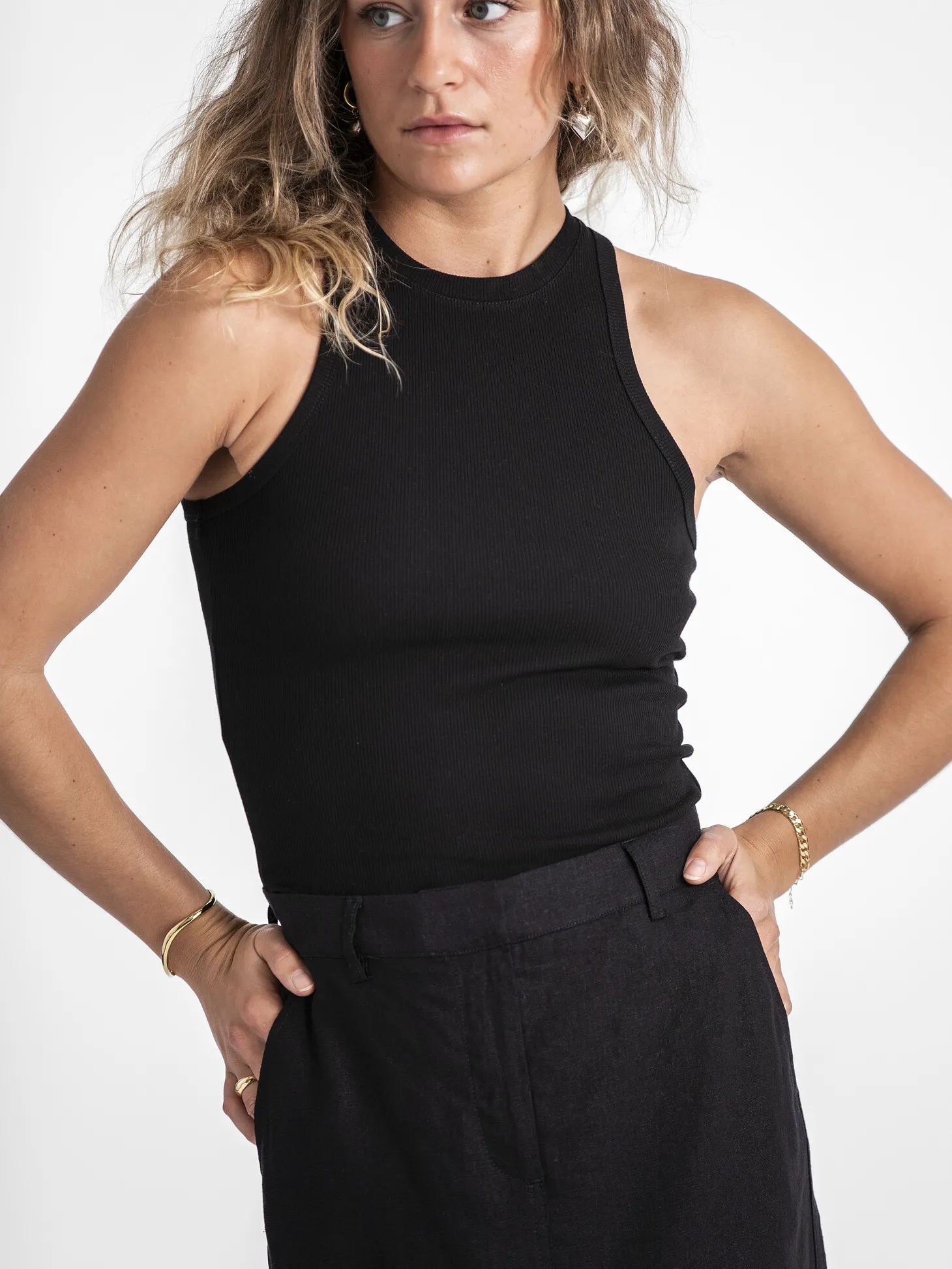 Les Soeurs Rib top Kaila Black Fashion