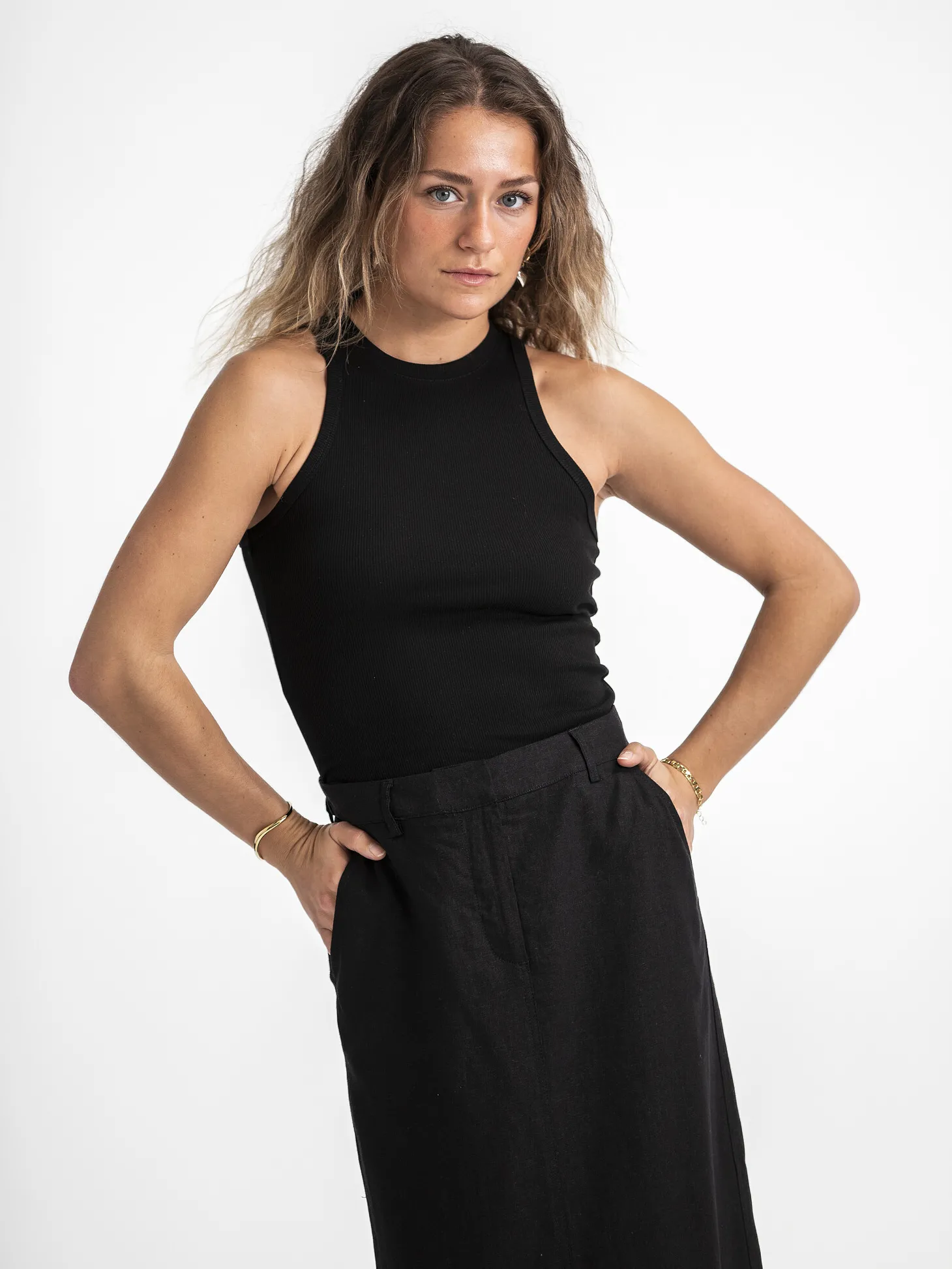Les Soeurs Rib top Kaila Black Fashion