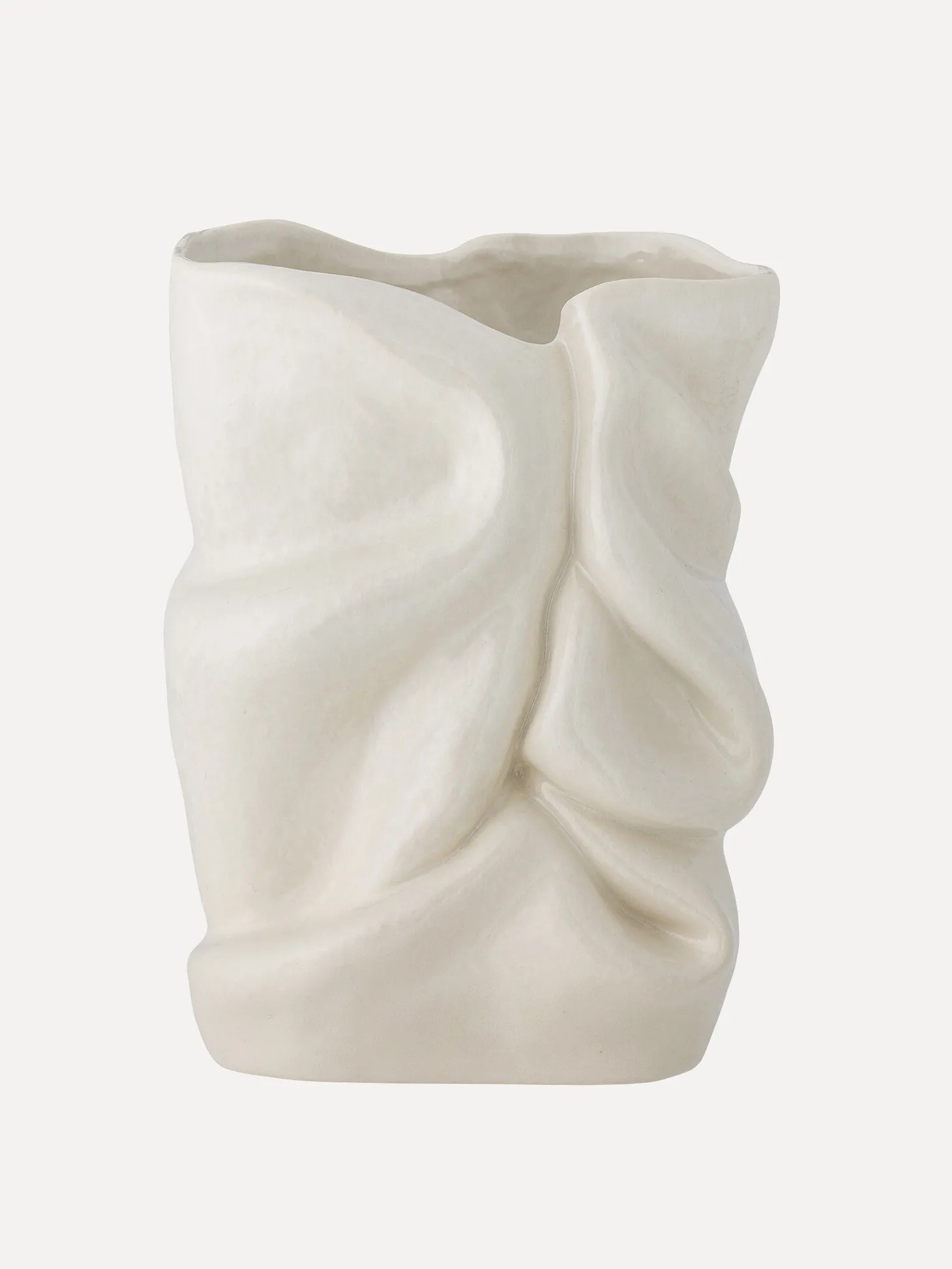 Bloomingville Sculpturale Vaas Fabrice White+Stoneware Sale