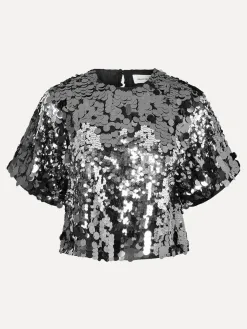 Selected Top met pailletten Tana Silver Best