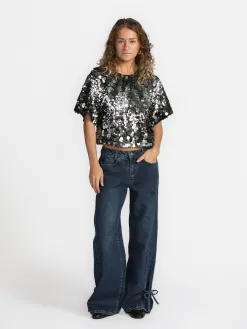 Selected Top met pailletten Tana Silver Best