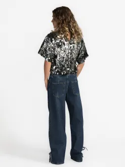 Selected Top met pailletten Tana Silver Best