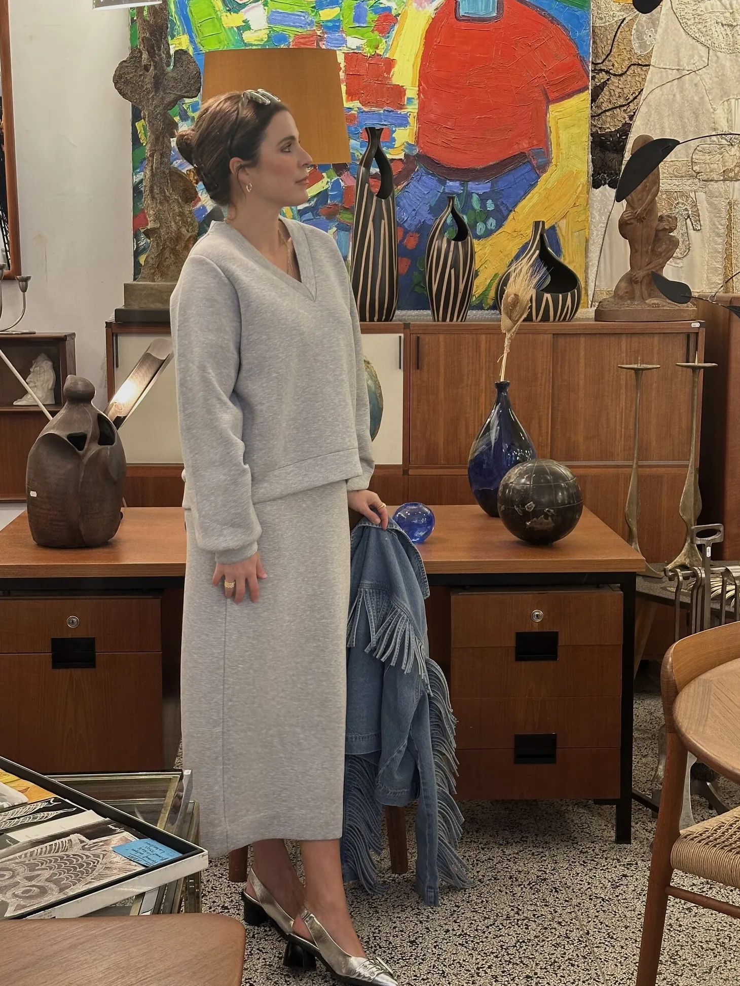 Selected V-neck sweater Jamila Light+Grey+Melange Outlet