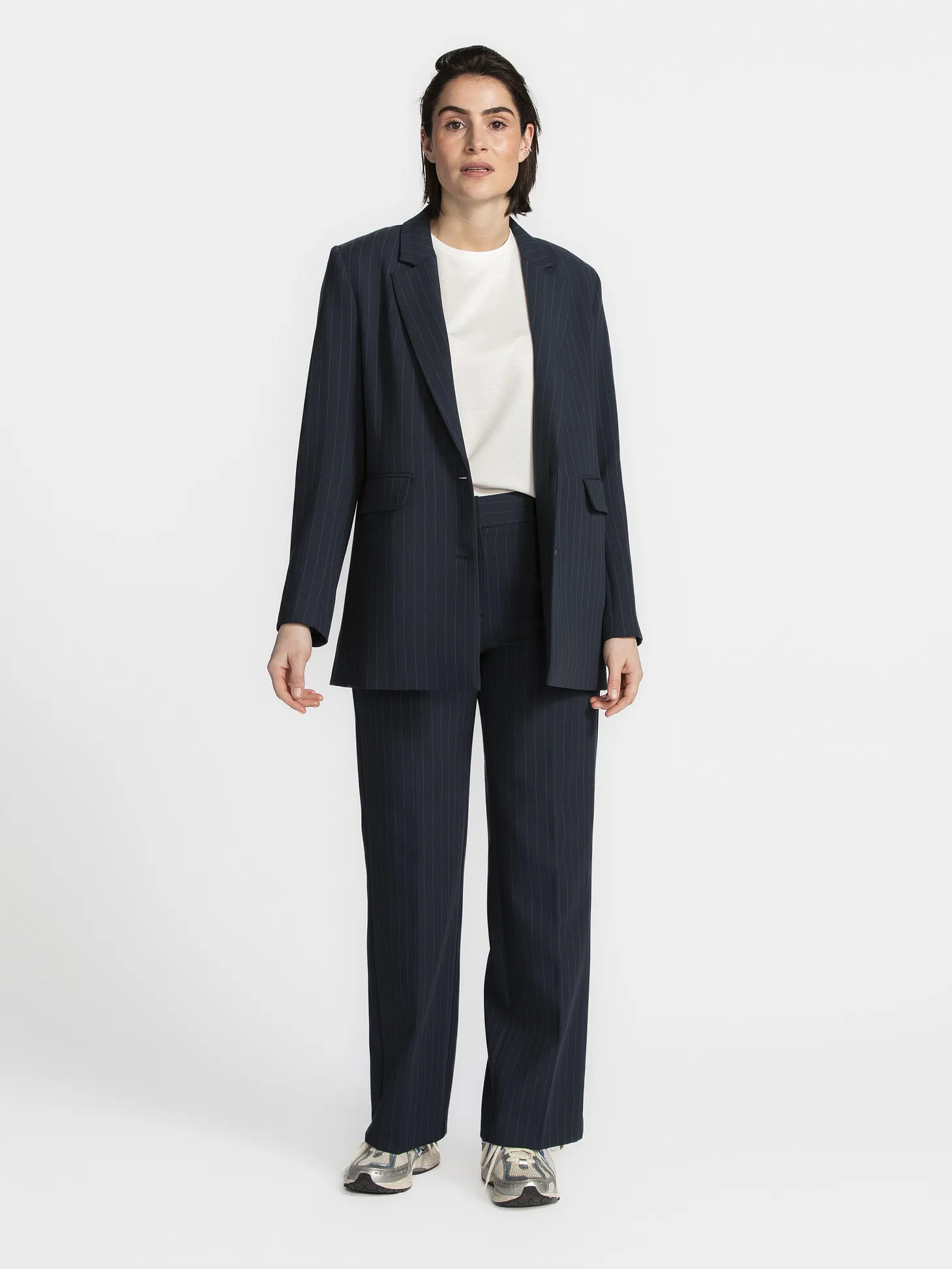 Selected Wijde broek Rita Dark+Sapphire+Stripe Fashion