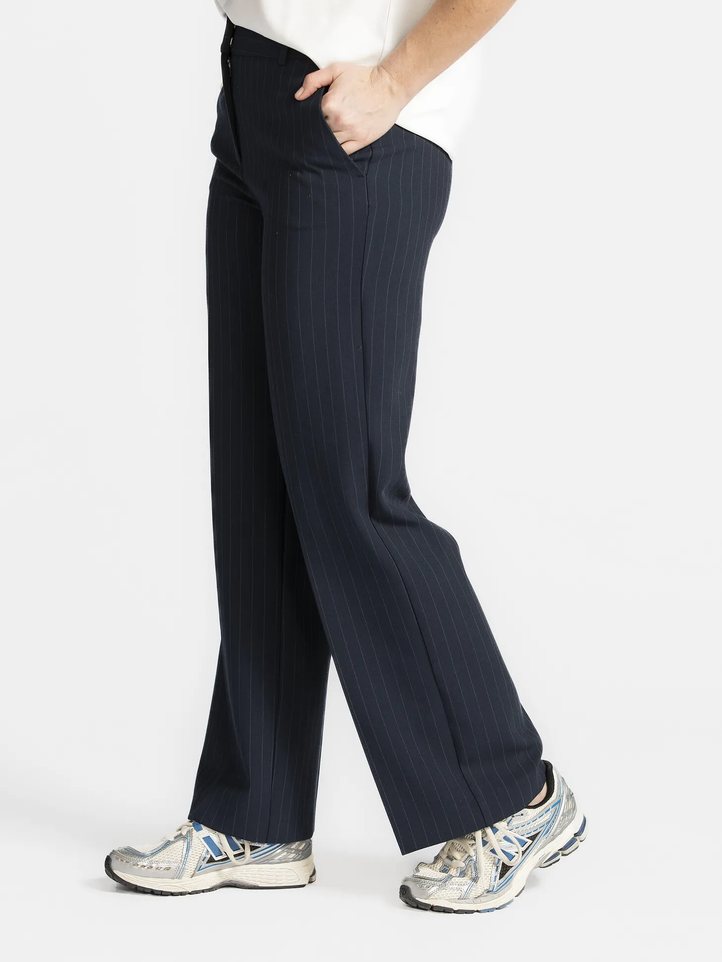 Selected Wijde broek Rita Dark+Sapphire+Stripe Fashion