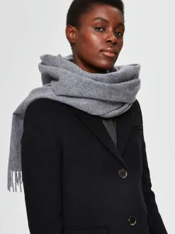 Selected Wollen Sjaal Light+Grey+Melange Hot